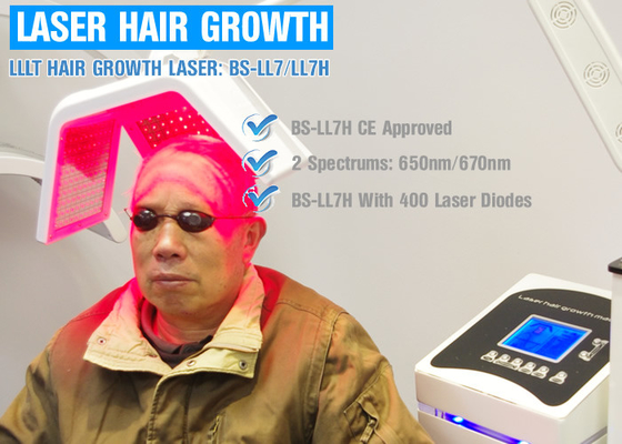 آلة نمو الشعر بالليزر القابلة للتعديل للطاقة مع ثنائيات ليزر حقيقية بطول 650nm / 670nm
